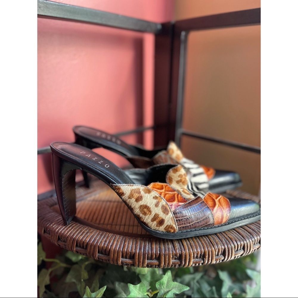 VINTAGE PAZZO calf hair safari heels sz 7 - Picture 4 of 11